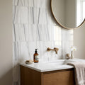 Mink / Equator (Zebra) Mink Marble 6x12 Polished Tile — Bathroom wall