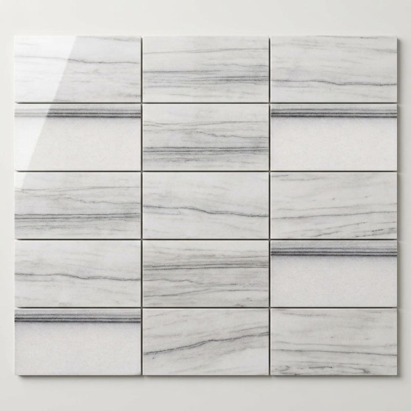 Mink / Equator (Zebra) Mink Marble 6x12 Polished Tile close-up