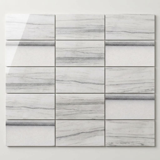 Mink / Equator (Zebra) Mink Marble 6x12 Polished Tile close-up