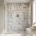 Mink / Equator (Zebra) Mink Marble 6x6 Polished Tile — Bathroom shower floor