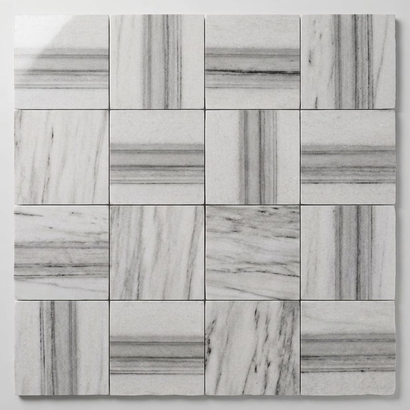 Mink / Equator (Zebra) Mink Marble 6x6 Polished Tile close-up
