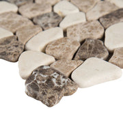 Mix Marble Pebbles Mesh Backed Tumbled Stone Mosaic Tile