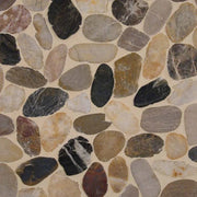 Mix River Pebbles Mesh Backed Pattern Natural 0.38 Inch Quartzite Mosaic Tile