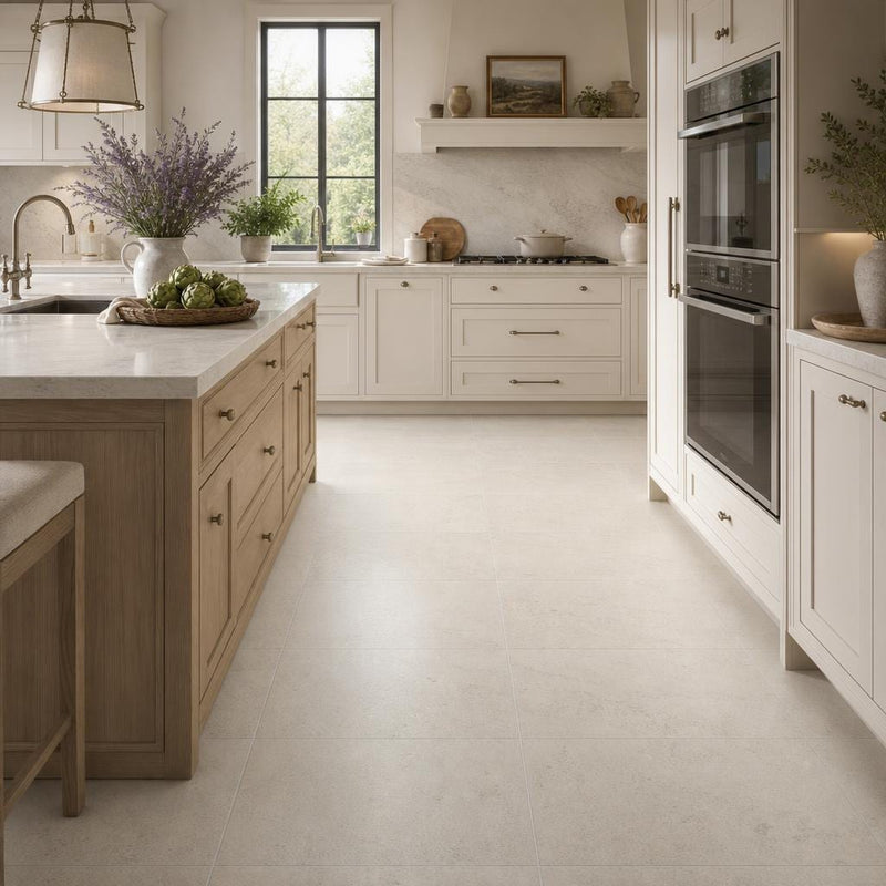 Moca Cream 18x36 Honed Limestone Tile — Kitchen floor