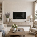 Moca Cream 18x36 Honed Limestone Tile — Living Room feature wall