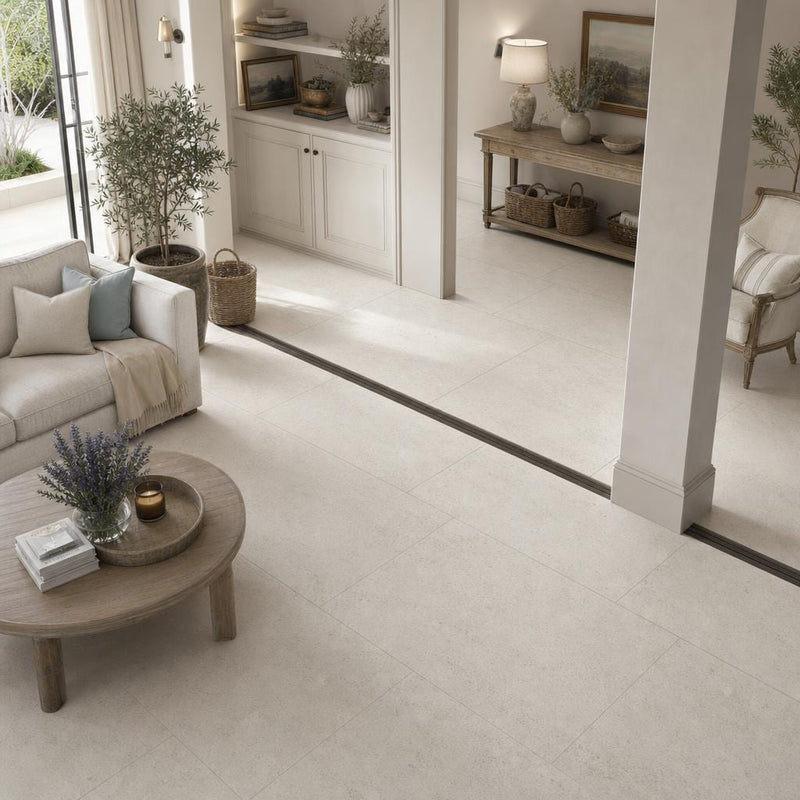 Moca Cream 18x36 Honed Limestone Tile — Living Room floor