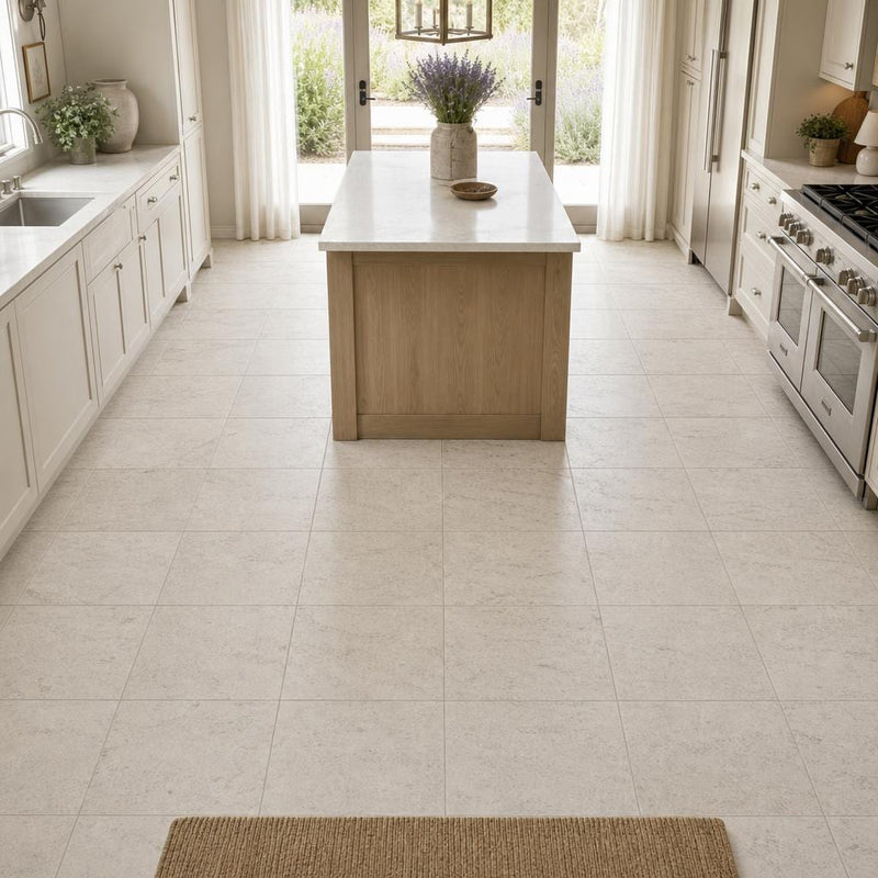 Mocha Cream 12x12 Honed Natural Limestone Tile — Kitchen floor