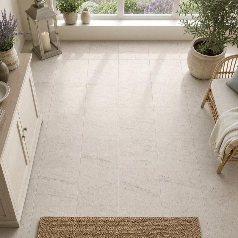 Mocha Cream 12x12 Honed Natural Limestone Tile — Sunroom floor