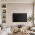 Mocha Cream 12x24 Brushed Limestone Tile — Living Room feature wall