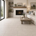 Mocha Cream 12x24 Brushed Limestone Tile — Living Room floor