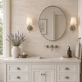 Mocha Cream 12x24 Honed Limestone Tile — Bathroom vanity wall
