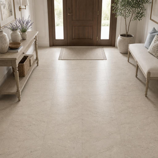 Mocha Cream 18x18 Honed Limestone Tile — Foyer floor