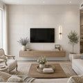 Mocha Cream 24x48 Brushed Natural Limestone Tile — Living Room feature wall
