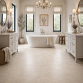 Mocha Cream Cross Cut 12x24 Honed Limestone Tile — Bathroom floor