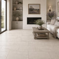 Mocha Cream Cross Cut 12x24 Honed Limestone Tile — Living Room floor