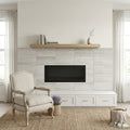 Mocha Cream Limestone Tile 12x24 Honed — Living Room fireplace surround