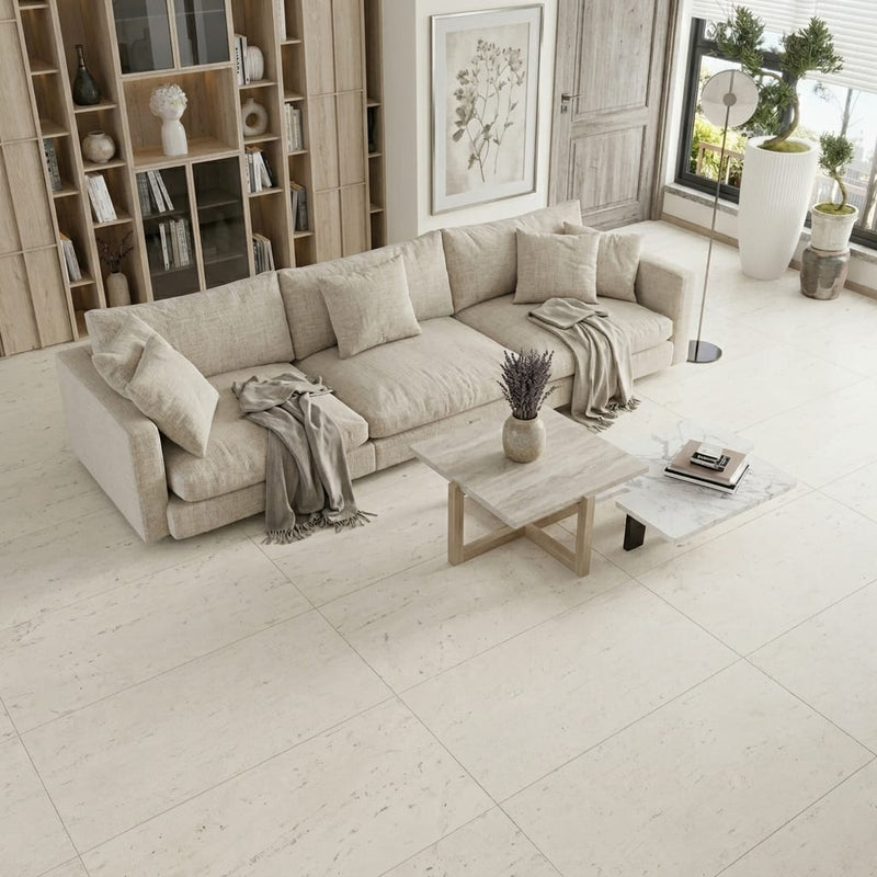 Mocha Cream Limestone Tile 24x48 Honed — Living Room floor