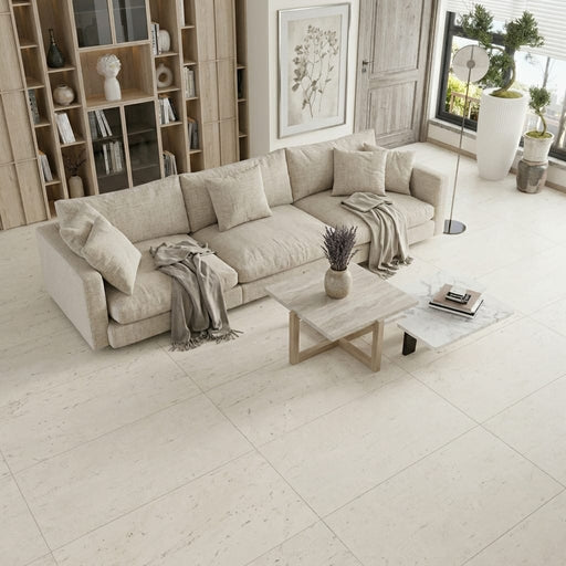 Mocha Cream Limestone Tile 24x48 Honed — Living Room floor
