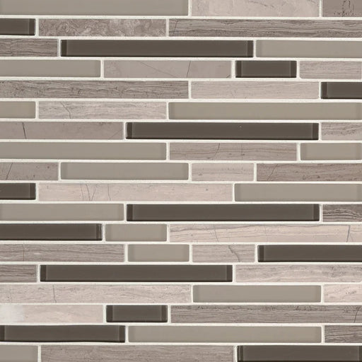 Modello Grigio Interlocking Pattern Misc. Glass Stone Blend Mosaic Tile
