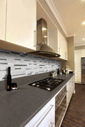 Moderno Blanco Interlocking Pattern Misc. Glass Stone Metal Blend Mosaic Tile