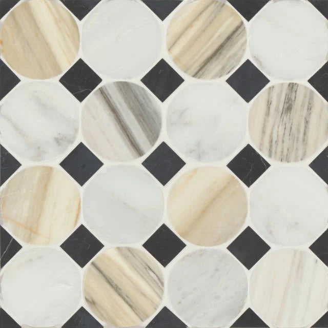 Modni Emery Warm Blend 13.75x13.75 Honed Marble Mosaic