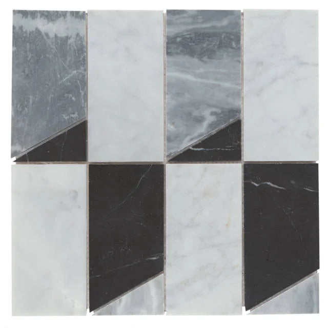 Modni Jett Cool Blend Honed 12x12 Marble Mosaic