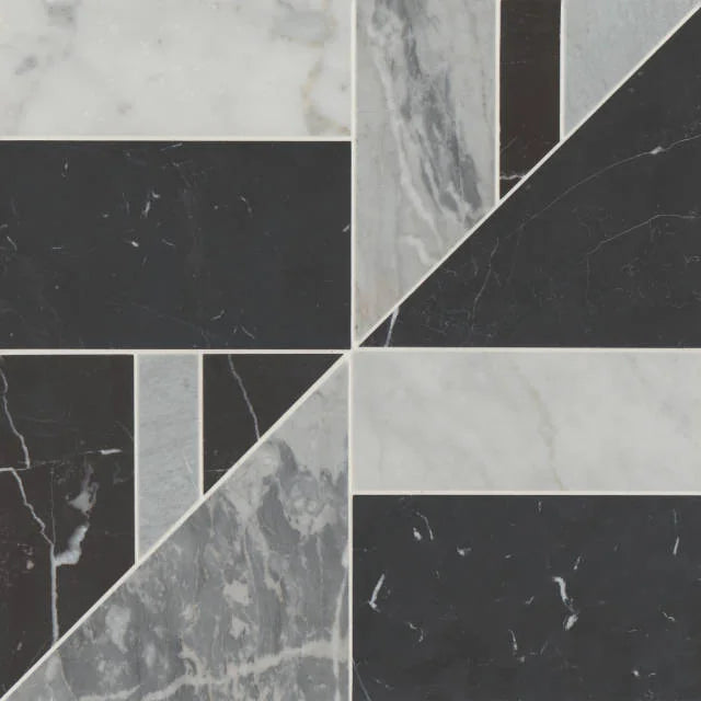 Modni Lennox Cool Blend 16x16 Honed Decorative Marble Mosaic