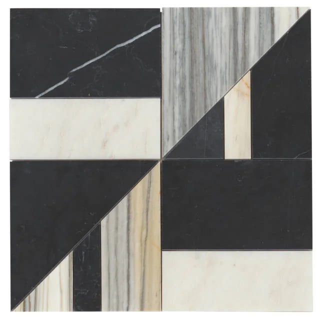 Modni Lennox Warm Blend 16x16 Honed Marble Mosaic