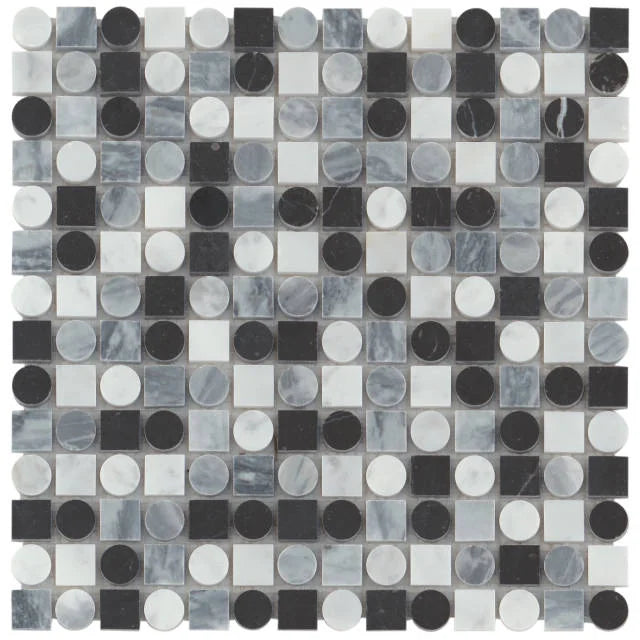 Modni Monroe Cool Blend 12x12 Honed Marble Mosaic