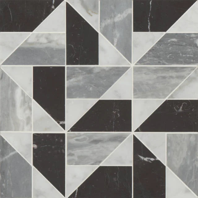 Modni Quin Cool Blend 11.75x11.75 Honed Marble Mosaic