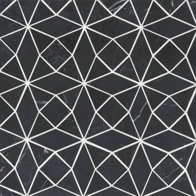 Monet Nero Marquina 5 Honed Decorative Marble Mosaic