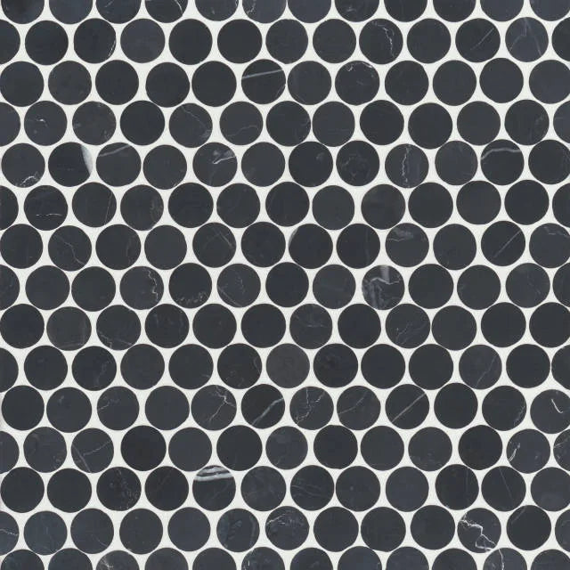 Monet Nero Marquina 11.75x11.25 Honed Decorative Marble Mosaic