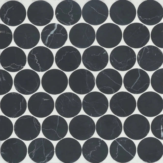 Monet Nero Marquina 11.75x11.5 10 Honed Decorative Marble Mosaic
