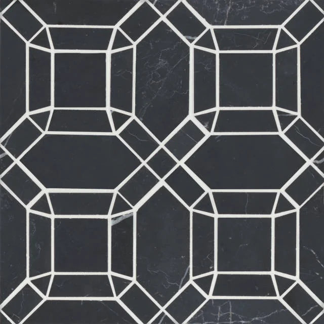 Monet Nero Marquina 1x1 Honed Decorative Marble Mosaic