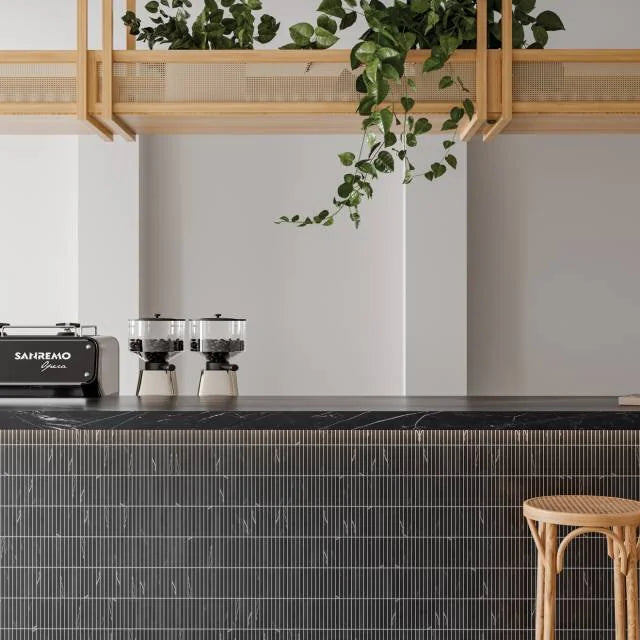 Monet Nero Marquina 12x11.75 Honed Marble Mosaic