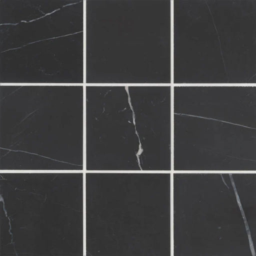 Monet Nero Marquina 4x4 Honed Decorative Marble Floor & Wall Tile