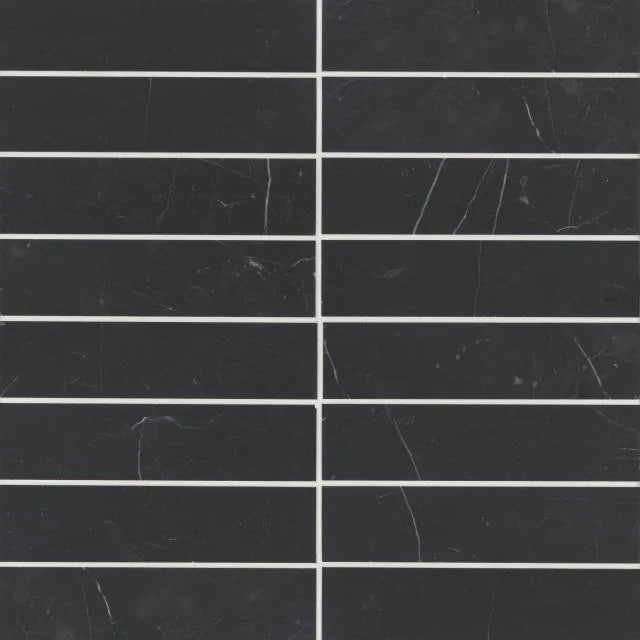 Monet Nero Marquina 8x2 Honed Decorative Marble Floor & Wall Tile