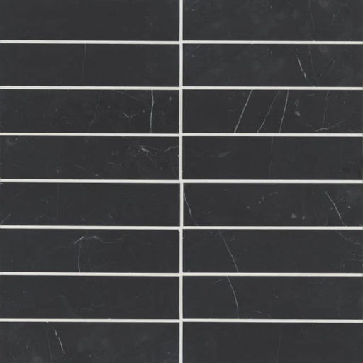 Monet Nero Marquina 8x2 Honed Decorative Marble Floor & Wall Tile