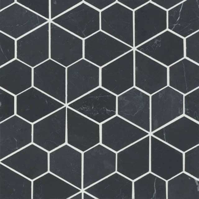 Monet Nero Marquina 9.75x9.75 Honed Decorative Marble Mosaic