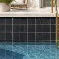 Monet Nero Marquina Marble Tile 4x4 Honed 3/8 inch — Swimming Pool waterline
