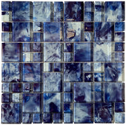MONET Optic Blue 1x2 Blue Glass Mosaic Tile