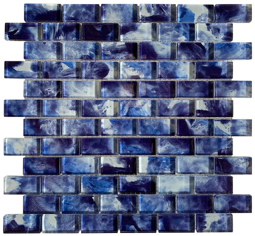Monet Optic Blue Irregular Glass Mosaic Tile