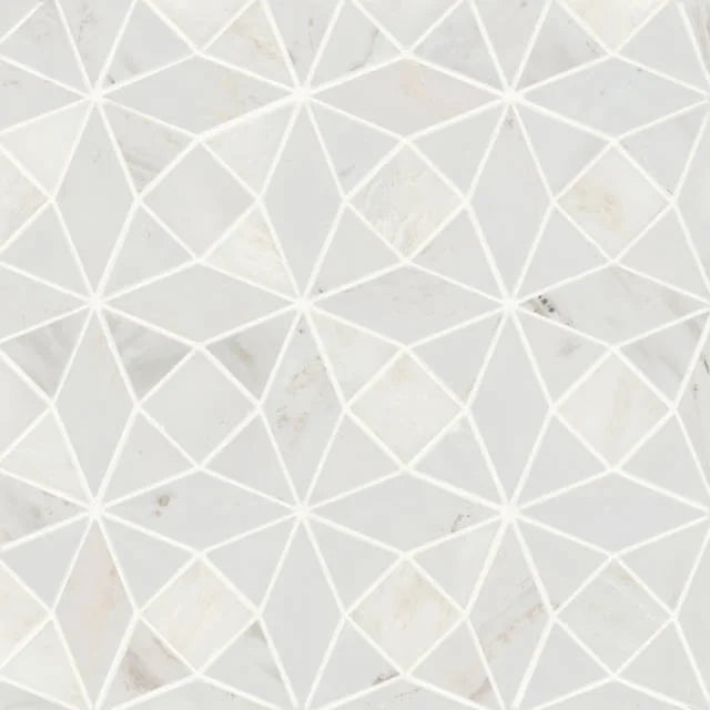 Monet Oriental White 10.25x10.25 Honed Marble 5 Mosaic