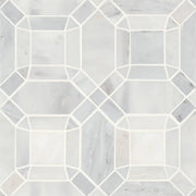 Monet Oriental White 11.25x11.25 Honed Decorative Marble Mosaic