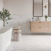 Monet Oriental White 11.75x11.25 Honed Decorative Marble Mosaic