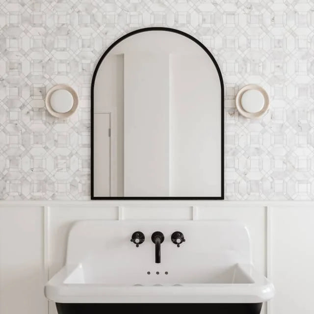 Monet Oriental White 11.25x11.25 Honed Decorative Marble Mosaic