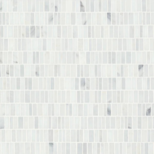 Monet Oriental White 12.25x12 7 Honed Marble Mosaic