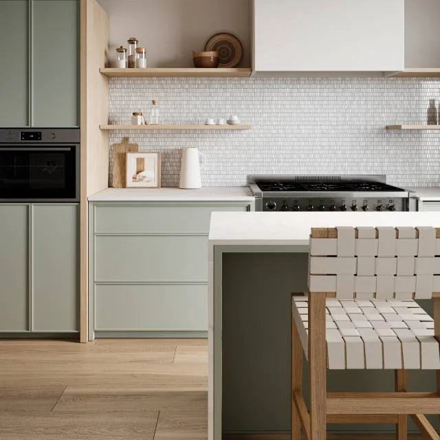 Monet Oriental White 12.25x12 7 Honed Marble Mosaic