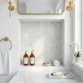 Monet Oriental White 4x4 Honed Decorative Floor & Wall Marble Tile — Bathroom niche