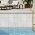 Monet Oriental White 4x4 Honed Decorative Floor & Wall Marble Tile — Swimming Pool waterline